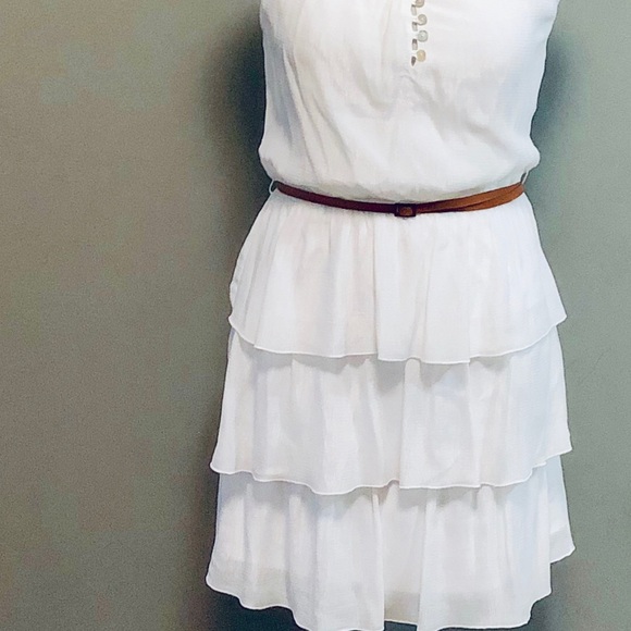 Lily Rose White Tiered Ruffle Elastic Waist Dress - Picture 4 of 5